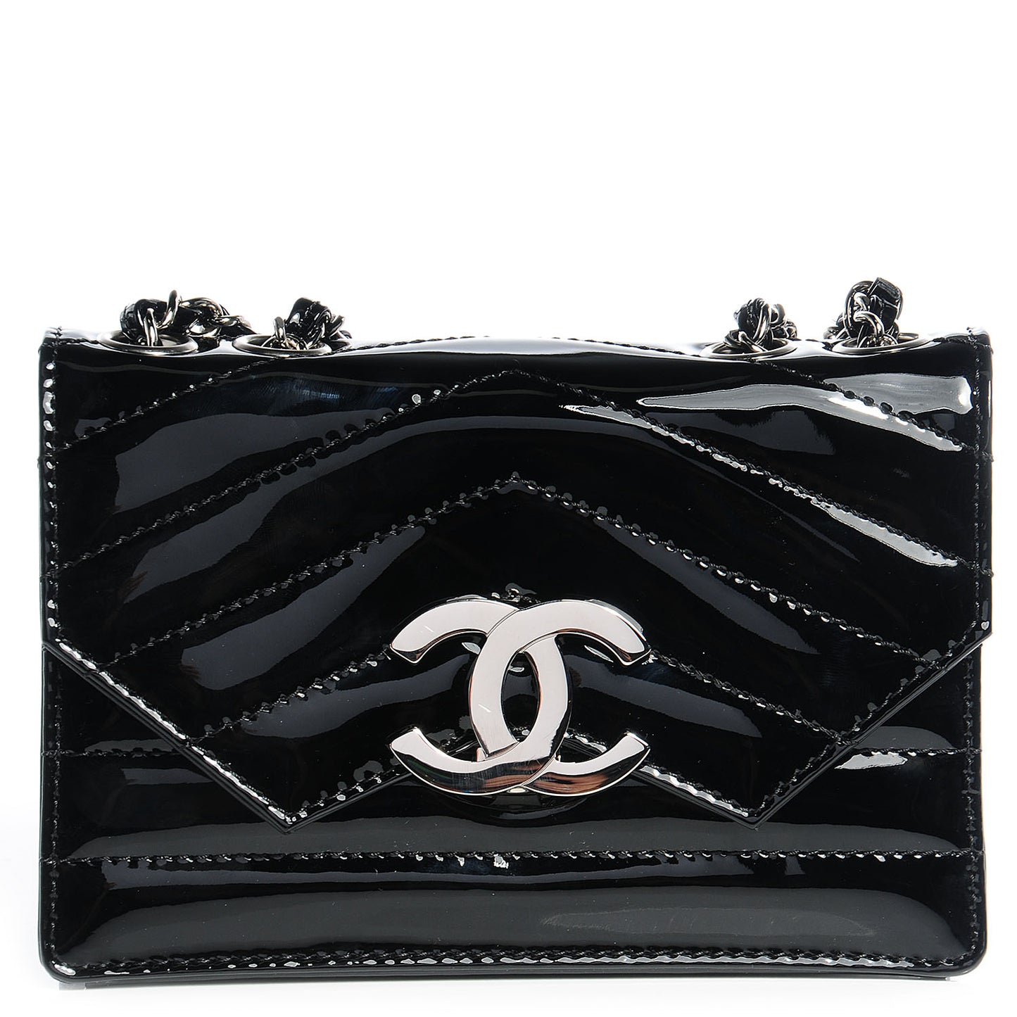 Patent Chevron Small Cutaway Flap Black
