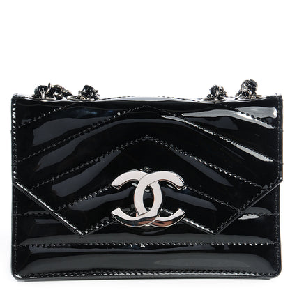 Chanel Patent Chevron Small Cutaway Flap Black 1 of 8