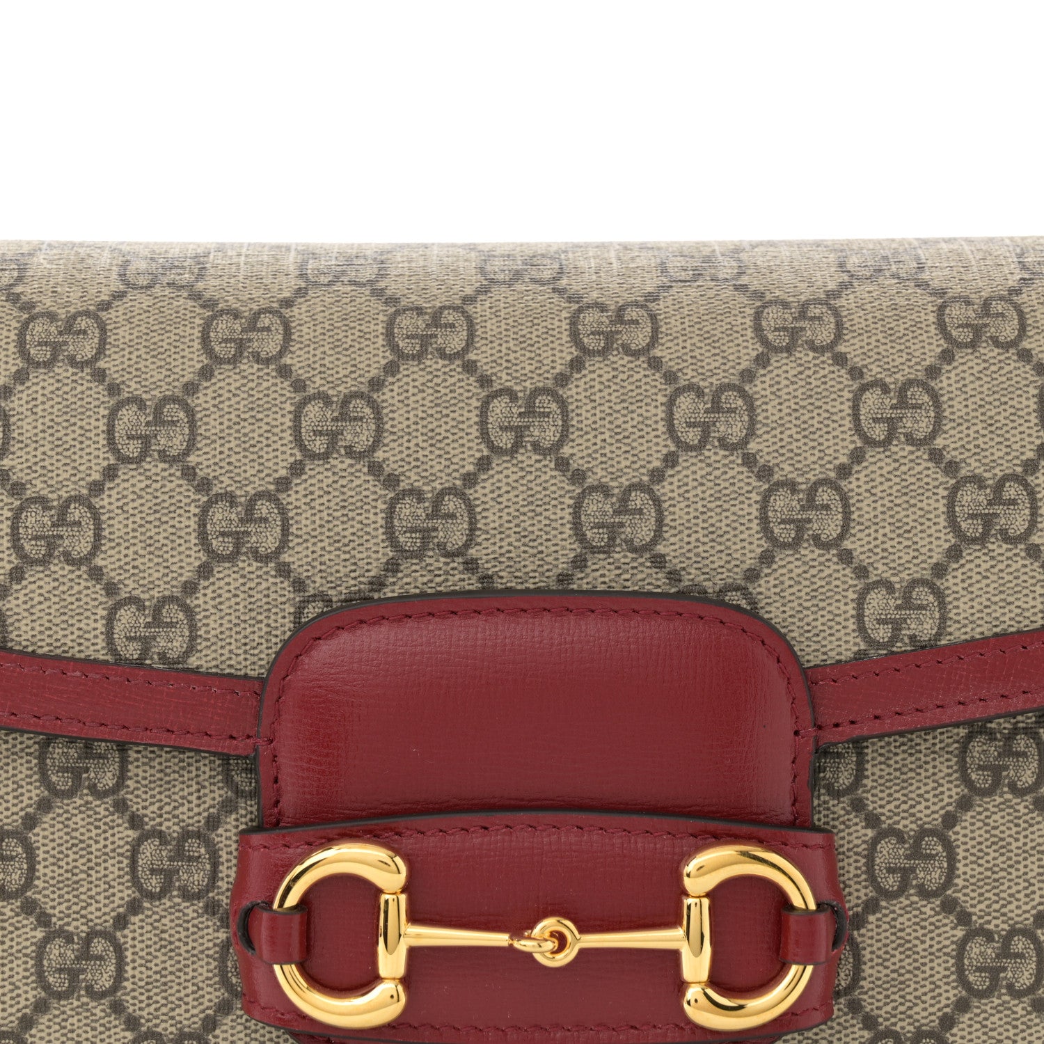 Gucci GG Supreme Monogram Azalea Calfskin Horsebit 1955 Shoulder Bag Beige Ebony New Cherry Red 8 of 13