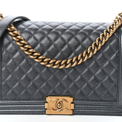 Chanel Metallic Calfskin Quilted New Medium Boy Flap Dark Grey 8 of 10