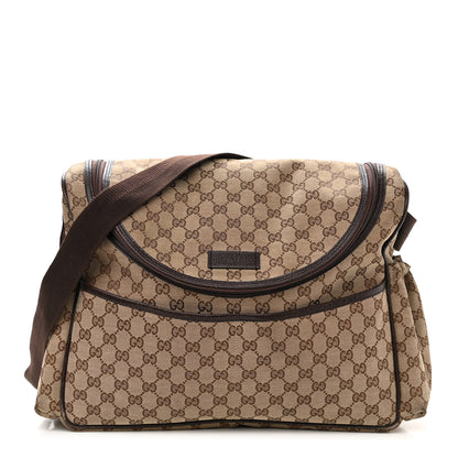 Gucci Monogram Natural Pigskin Large Diaper Bag Beige Ebony Cocoa Dark Chocolate 1 of 12