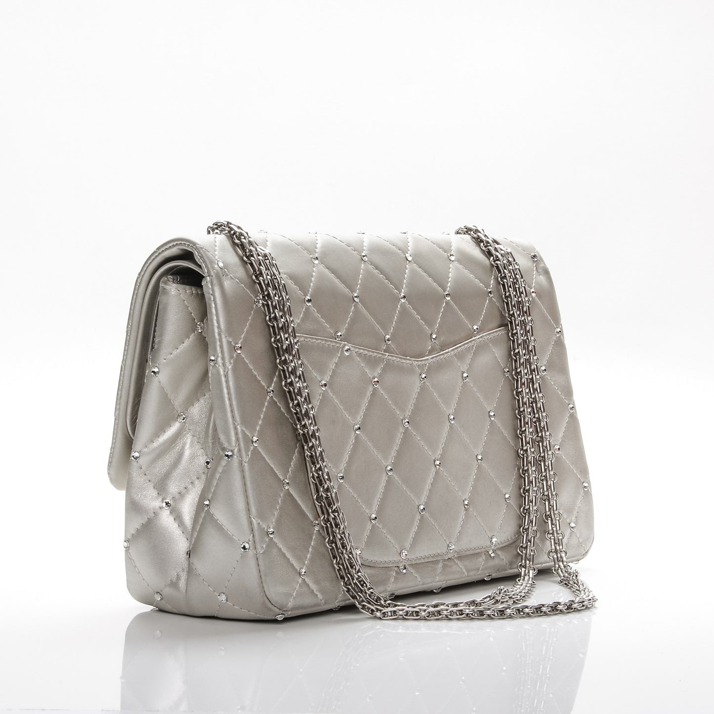 Metallic Lambskin Crystal 2.55 Reissue 227 Flap Pale Gold