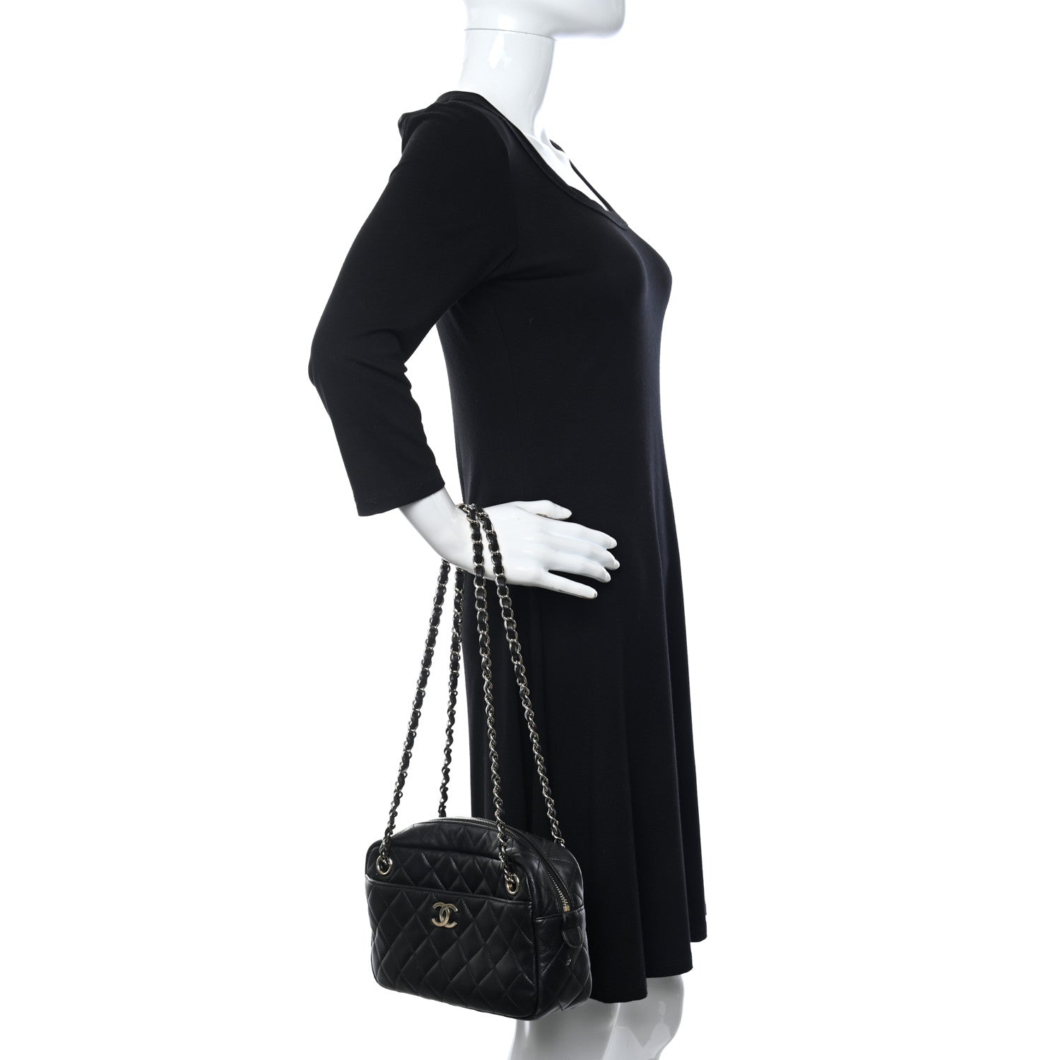 Chanel Lambskin Quilted Camera Bag Black 2 of 12