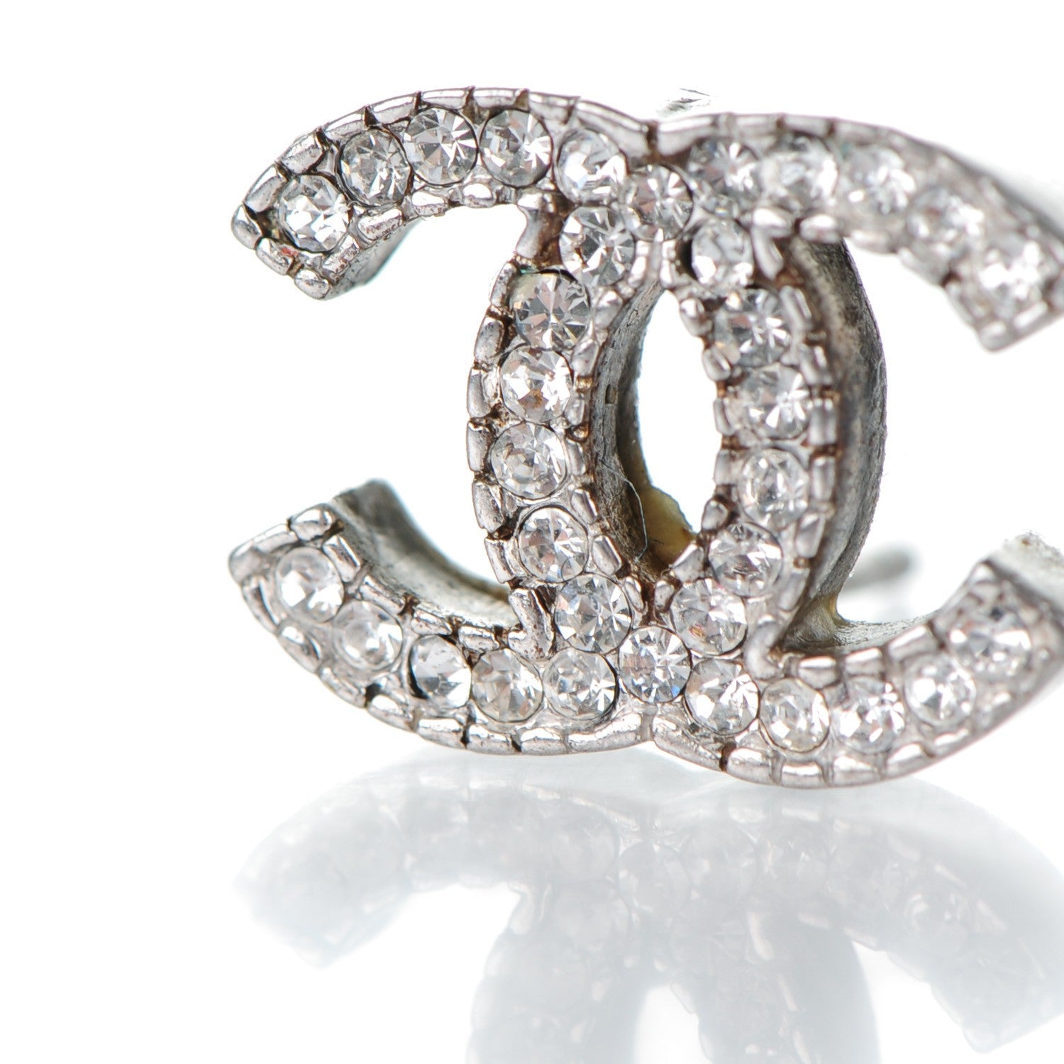 Chanel Crystal CC Earrings Silver 3 of 6