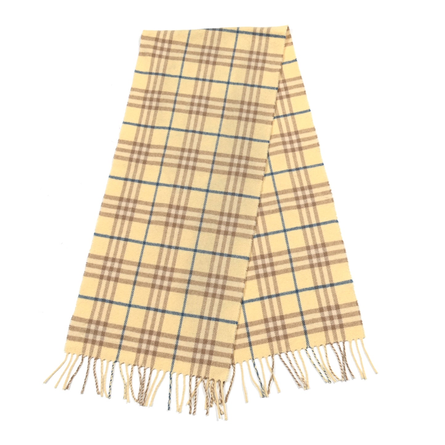 Cashmere Check Fringe Scarf Beige