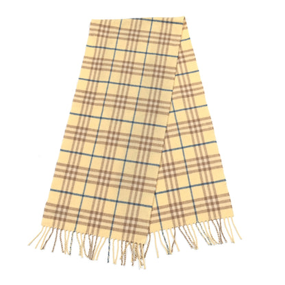 Burberry Cashmere Check Fringe Scarf Beige 2 of 3