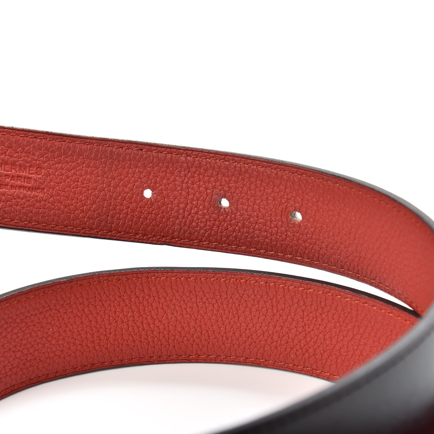 Hermes Box Togo Strie 32mm H Belt 100 Black Rouge Garance 3 of 5