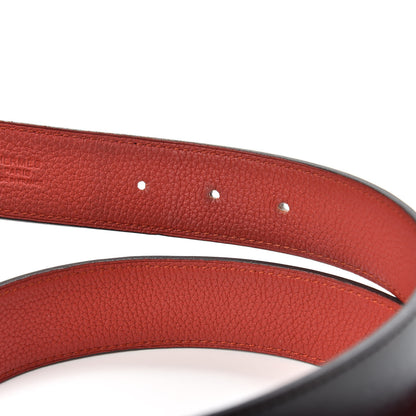 Hermes Box Togo Strie 32mm H Belt 100 Black Rouge Garance 3 of 5