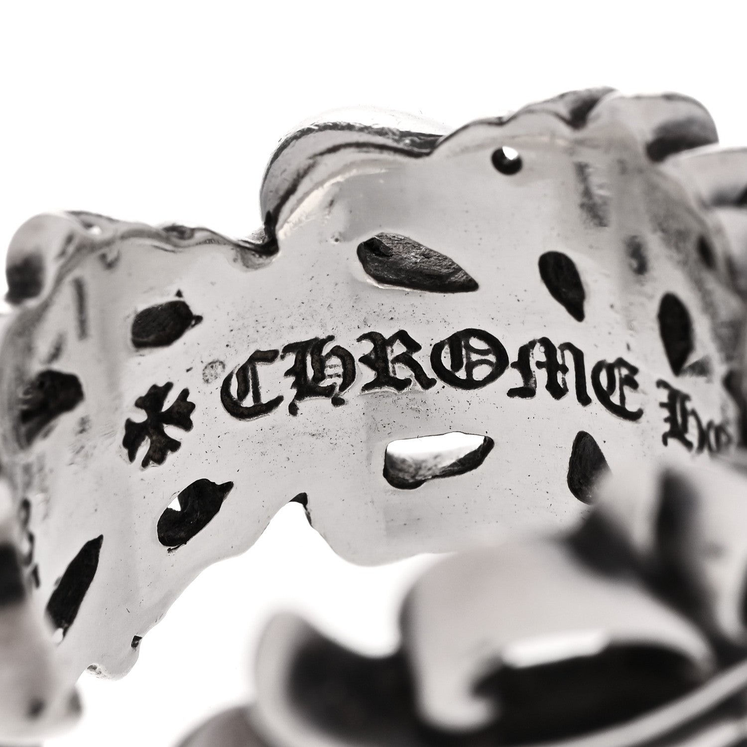 Chrome Hearts Sterling Silver Double Floral Cross Ring 61 9.5 4 of 7