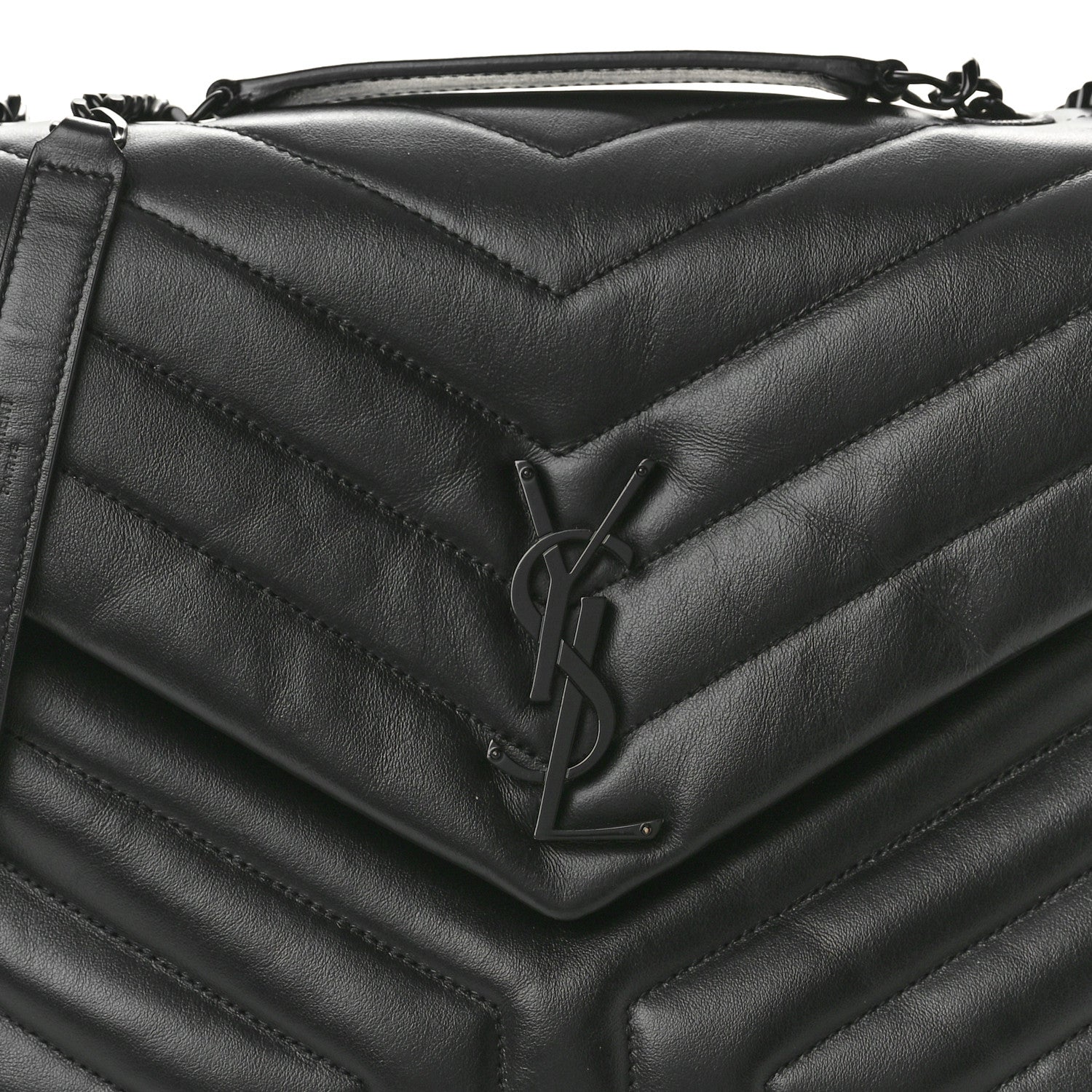 Saint Laurent Calfskin Y Quilted Monogram Monochrome Medium Loulou Chain Satchel Black 9 of 11