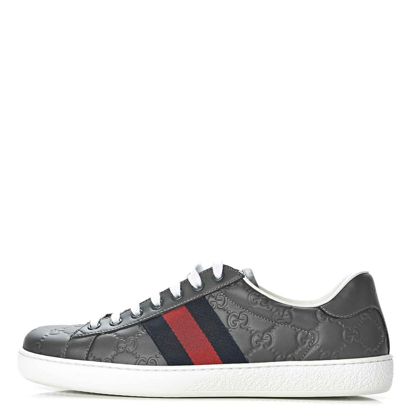 Guccissima Signature Web Mens Ace Sneakers 7 Melange Platinum
