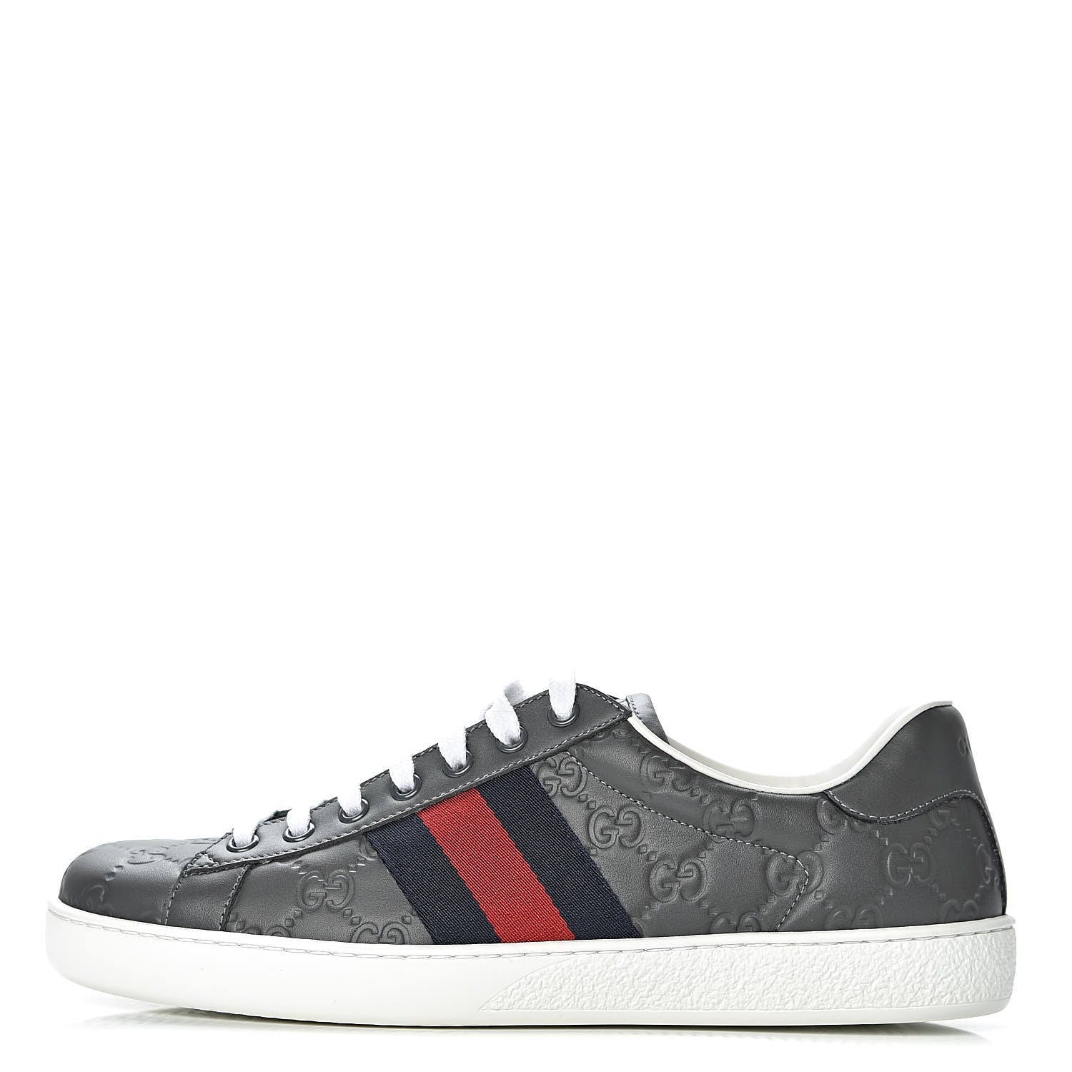 Gucci Guccissima Signature Web Mens Ace Sneakers 7 Melange Platinum 1 of 11