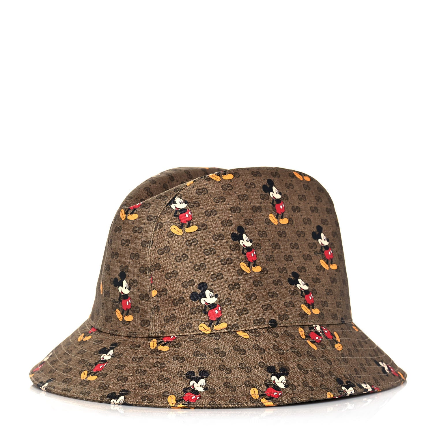 Gucci X DISNEY Mini Vintage GG Supreme Monogram Mickey Mouse Trent Bucket Hat M Beige Ebony Yellow 1 of 9