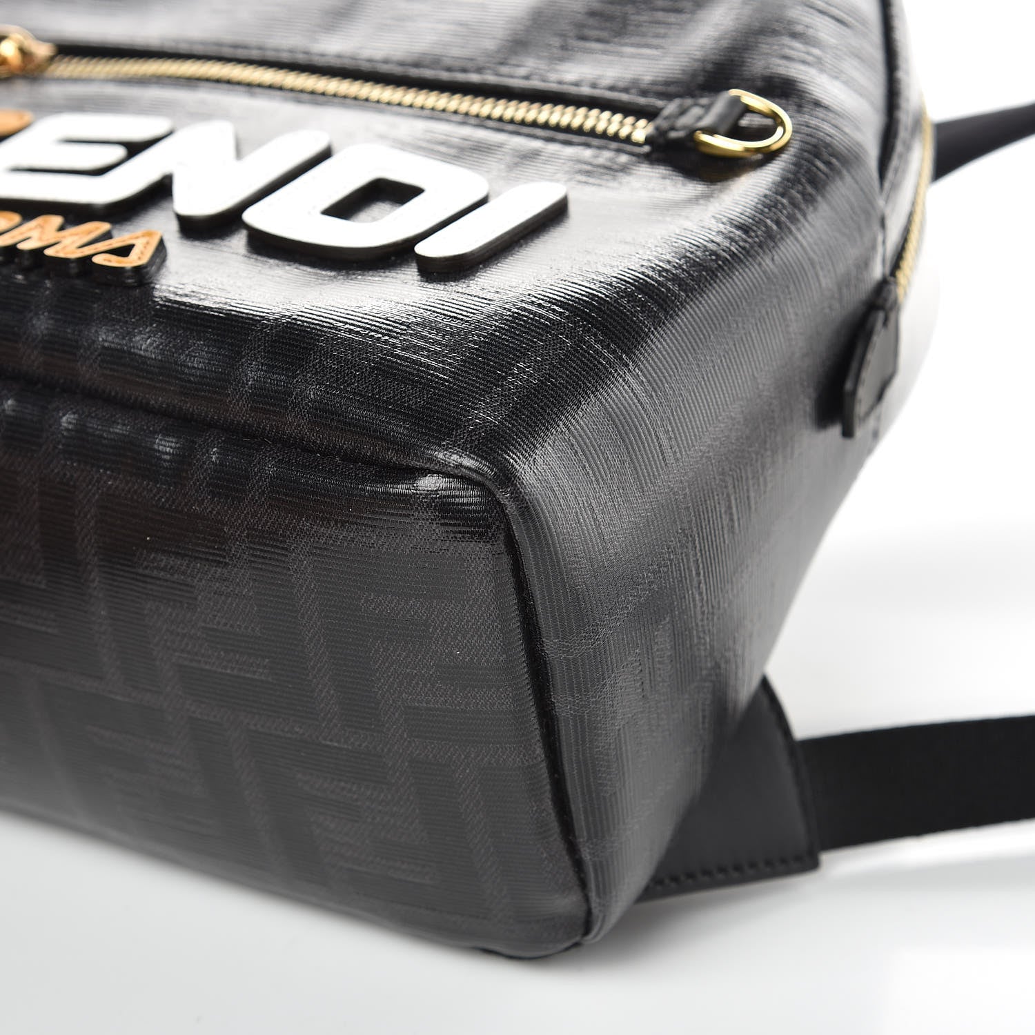 Fendi X FILA Glazed Fabric Vitello Century FF 1974 Mania Mini Backpack Black White 9 of 9