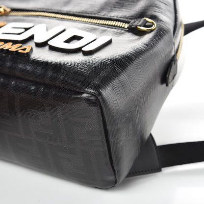 Fendi X FILA Glazed Fabric Vitello Century FF 1974 Mania Mini Backpack Black White 9 of 9