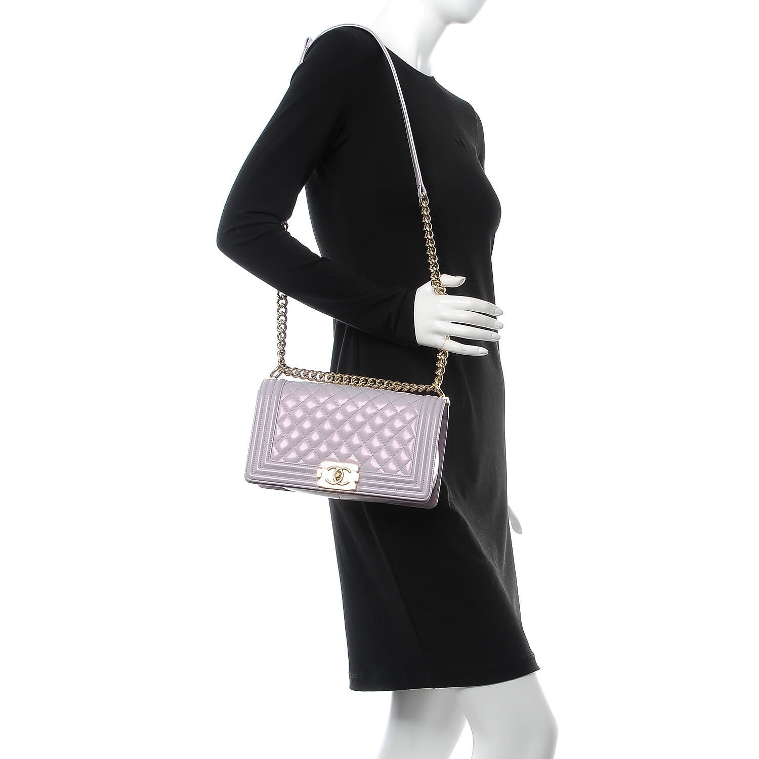 Chanel Patent Calfskin Quilted Medium Boy Flap Light Purple 2 of 10