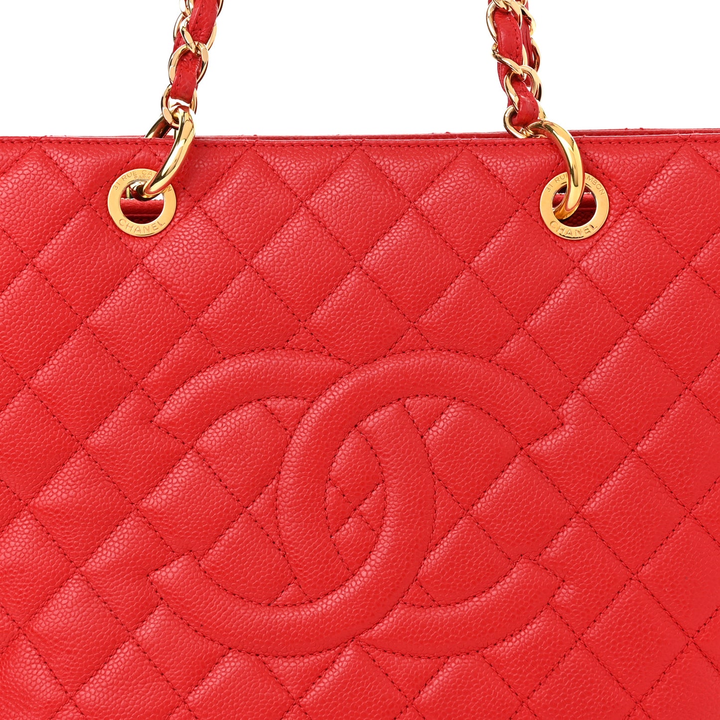 Caviar Quilted Grand Shopping Tote GST Red