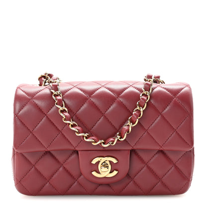 Chanel Lambskin Quilted Mini Rectangular Flap Burgundy 1 of 10
