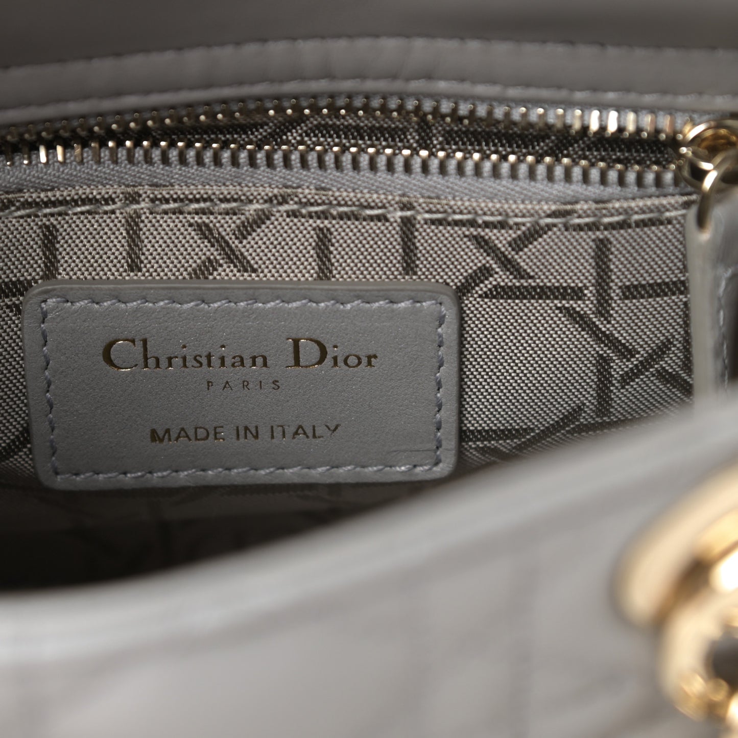 Metallic Lambskin Cannage Mini Lady Dior Silver