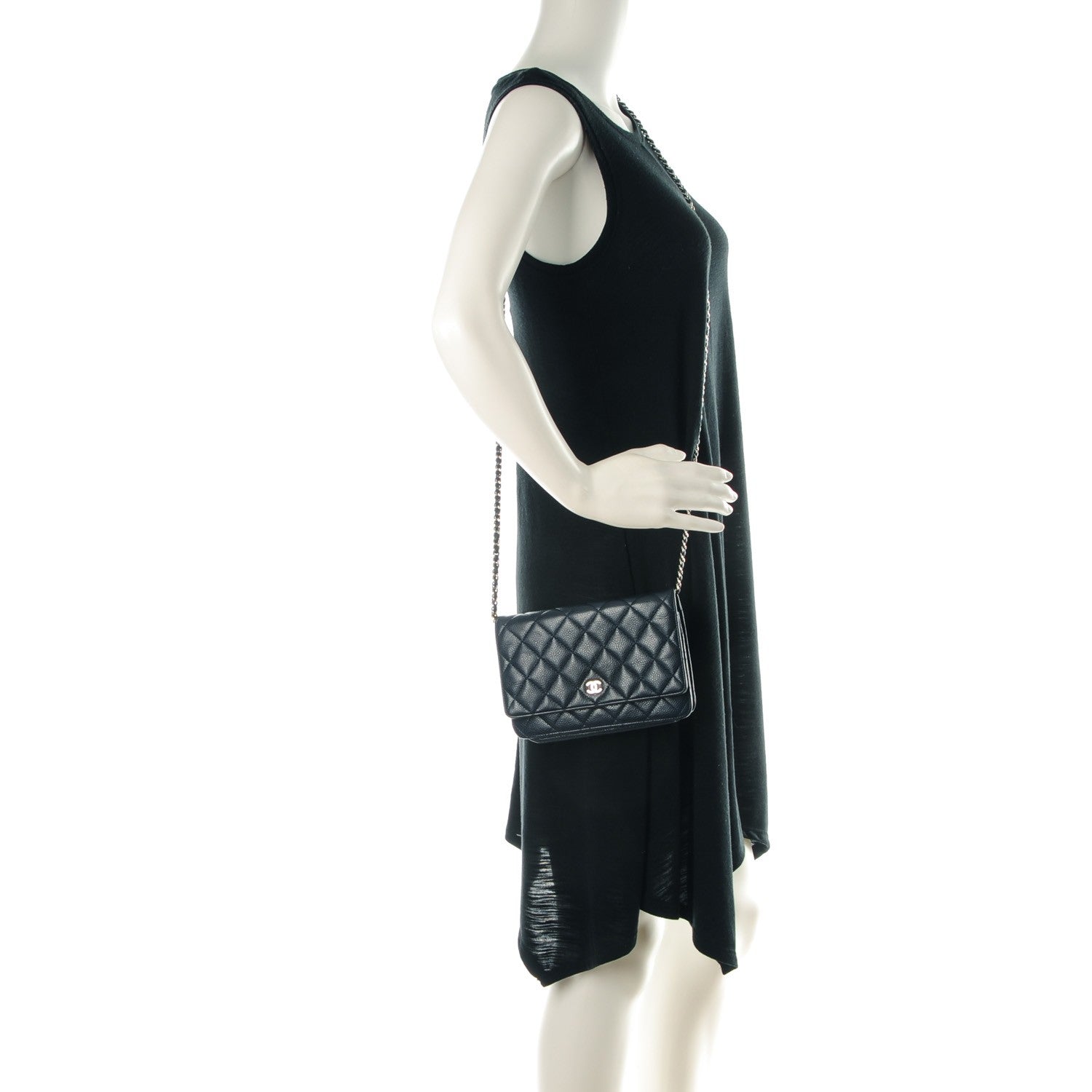 Chanel Caviar Quilted Wallet On Chain WOC Navy Blue 2 of 9