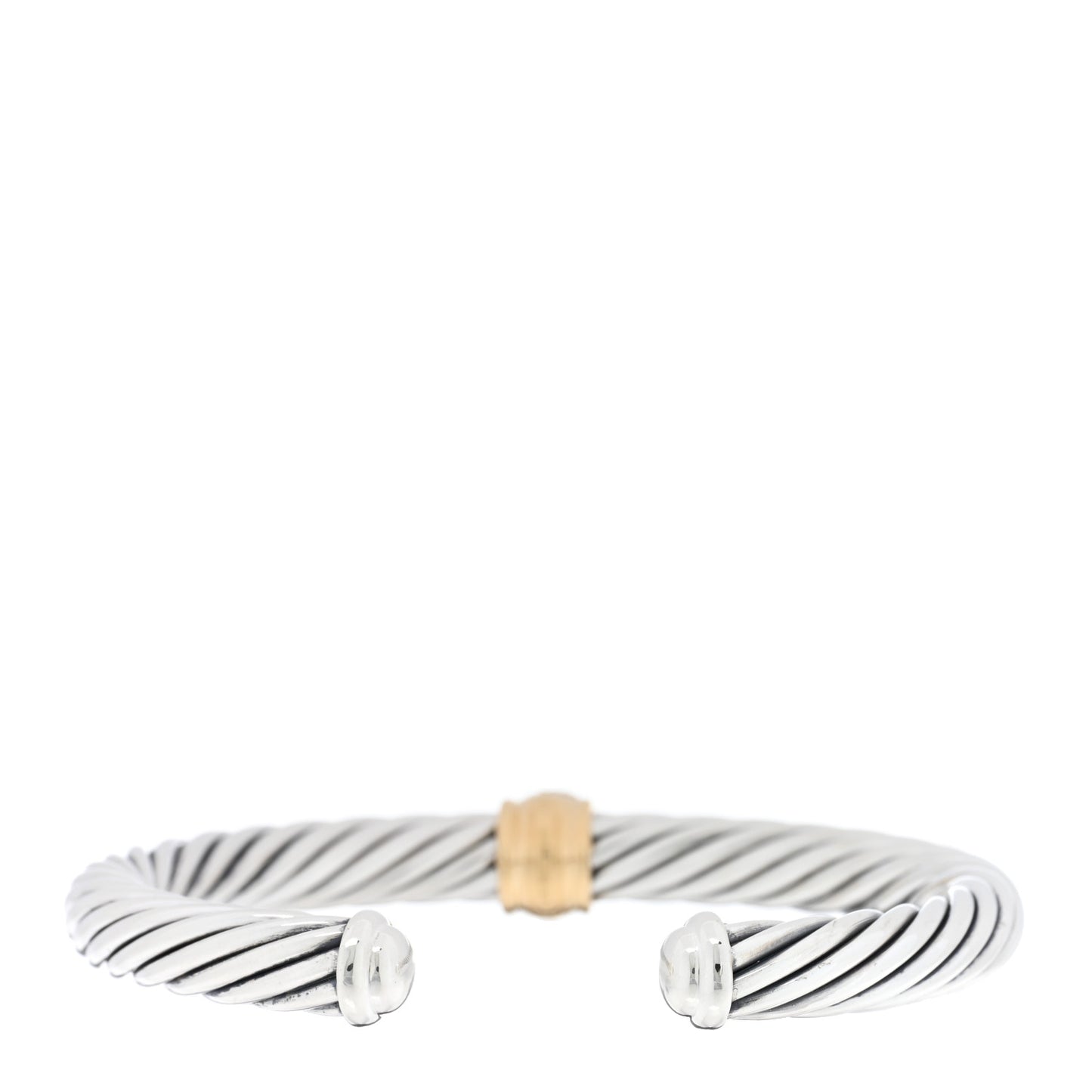 DAVID YURMAN Sterling Silver 18K Yellow Gold Diamond 7mm Cable Classics Station Bracelet