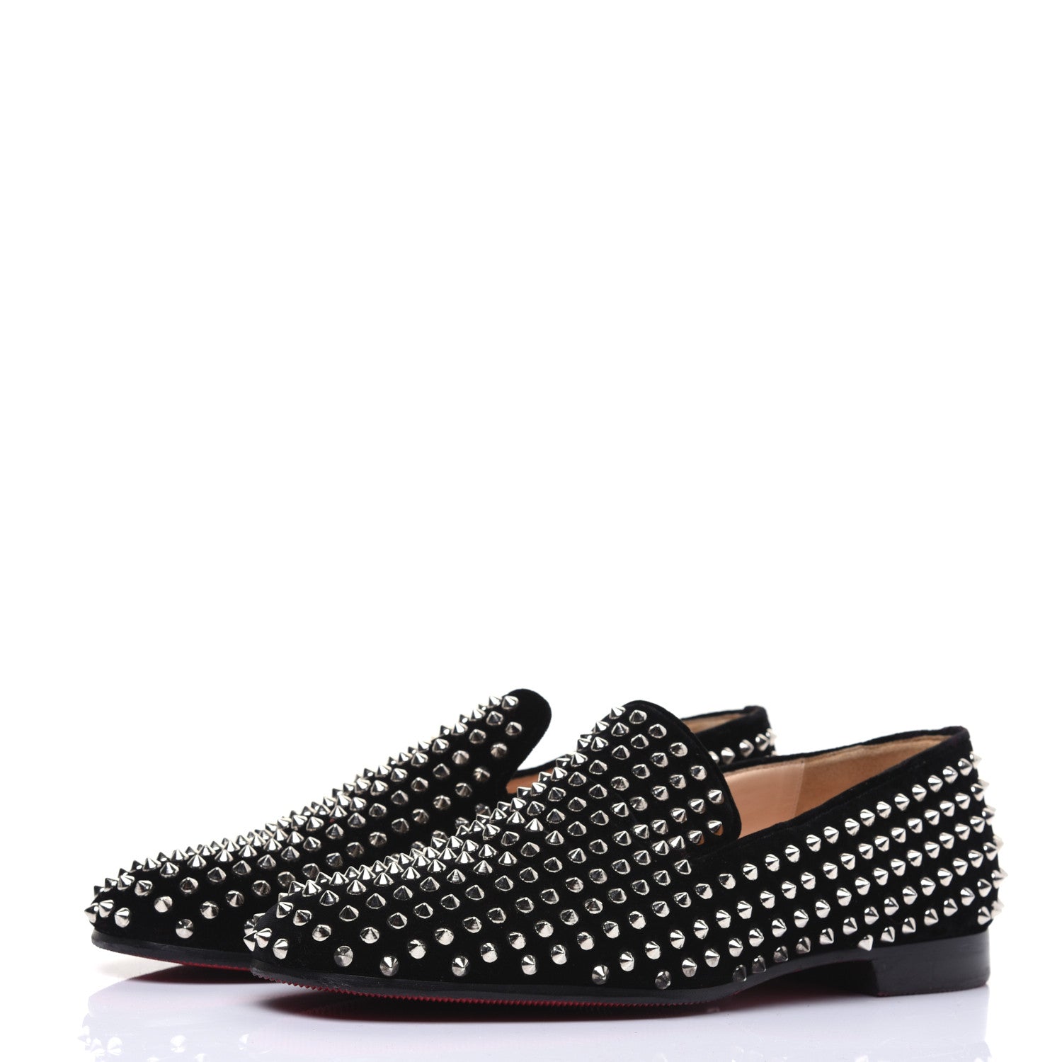 Christian Louboutin Velvet Mens Rollerboy Spikes Flat Loafers 43.5 Black 3 of 13