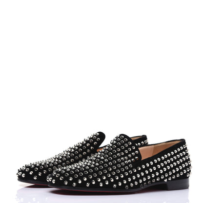 Christian Louboutin Velvet Mens Rollerboy Spikes Flat Loafers 43.5 Black 3 of 13