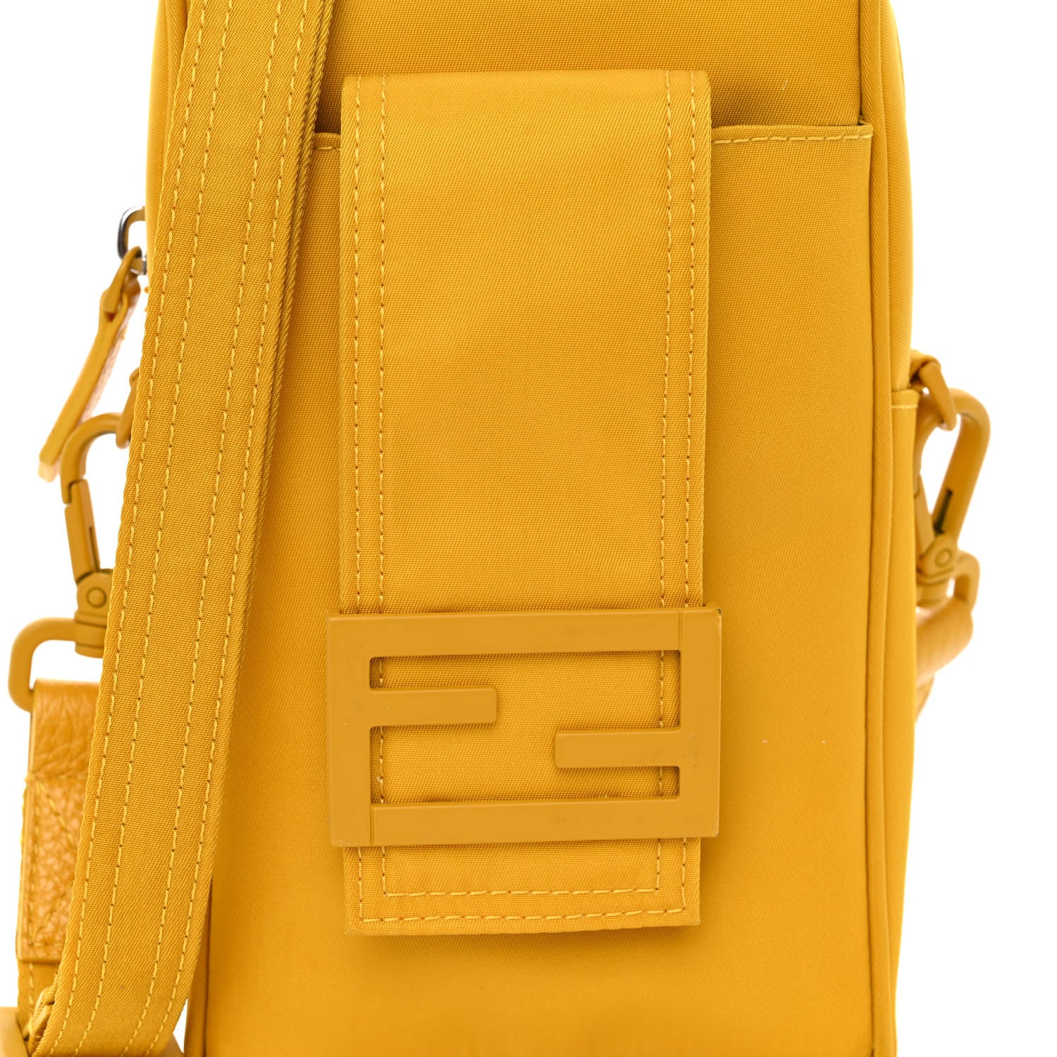 Fendi Econyl Nylon Cuoio Romano Monochrome Baguette Crossbody Phone Pouch Sunflower 8 of 10