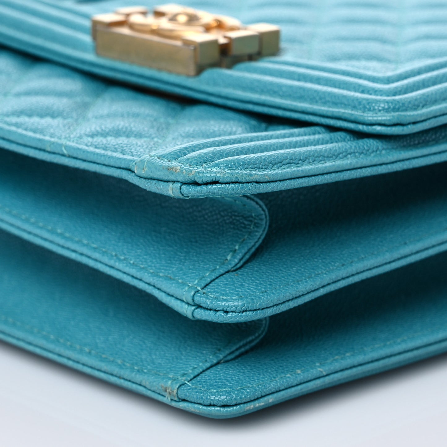 Caviar Quilted North South Boy Flap Turquoise