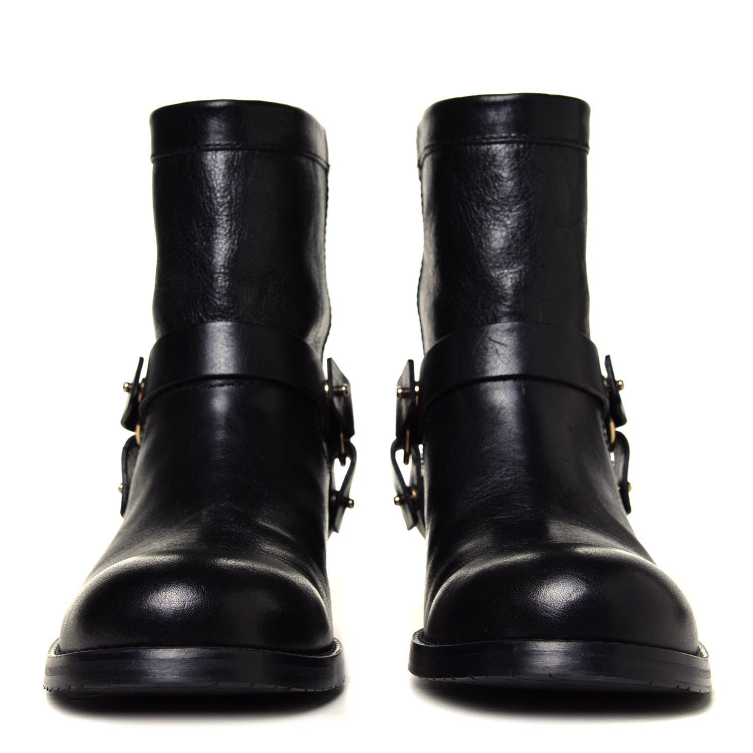 Jimmy Choo Shiny Calfskin Dixi Low Moto Boots 37.5 Black 8 of 12