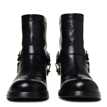 Jimmy Choo Shiny Calfskin Dixi Low Moto Boots 37.5 Black 8 of 12