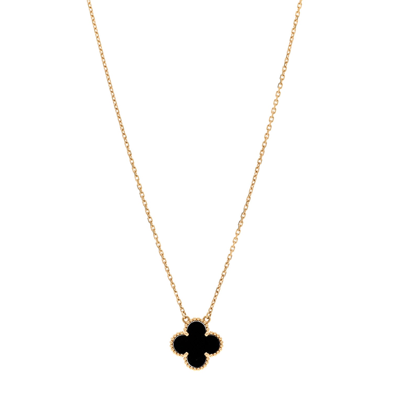 Van Cleef & Arpels VAN CLEEF & ARPELS 18K Yellow Gold Black Onyx Vintage Alhambra Pendant Necklace 1 of 6