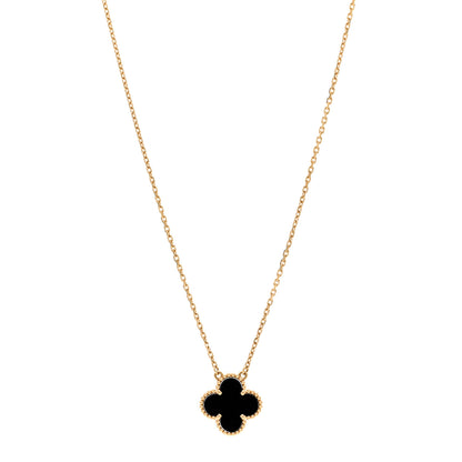 Van Cleef & Arpels VAN CLEEF & ARPELS 18K Yellow Gold Black Onyx Vintage Alhambra Pendant Necklace 1 of 6