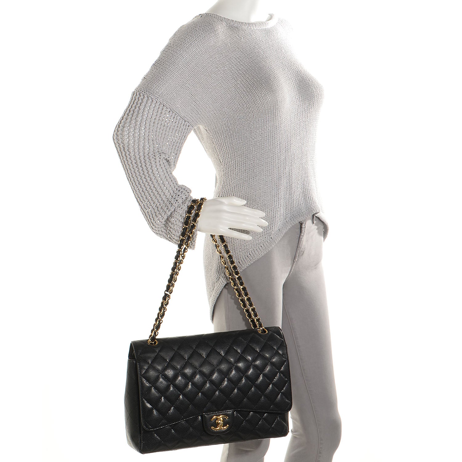 Chanel Caviar Quilted Maxi Double Flap Black 2 of 8