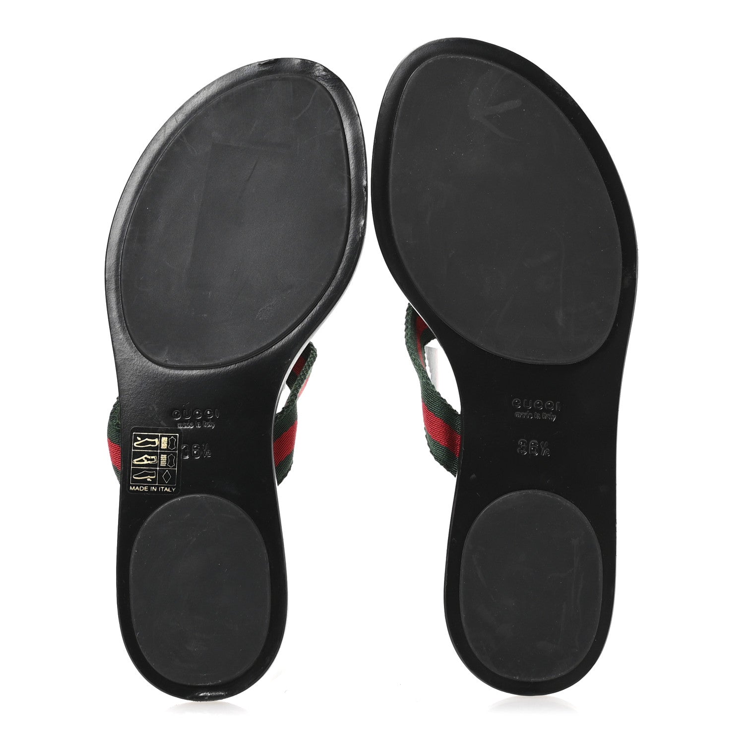 Gucci Nylon Guccissima Web Womens Thong Sandals 36.5 Green Red Black 6 of 7