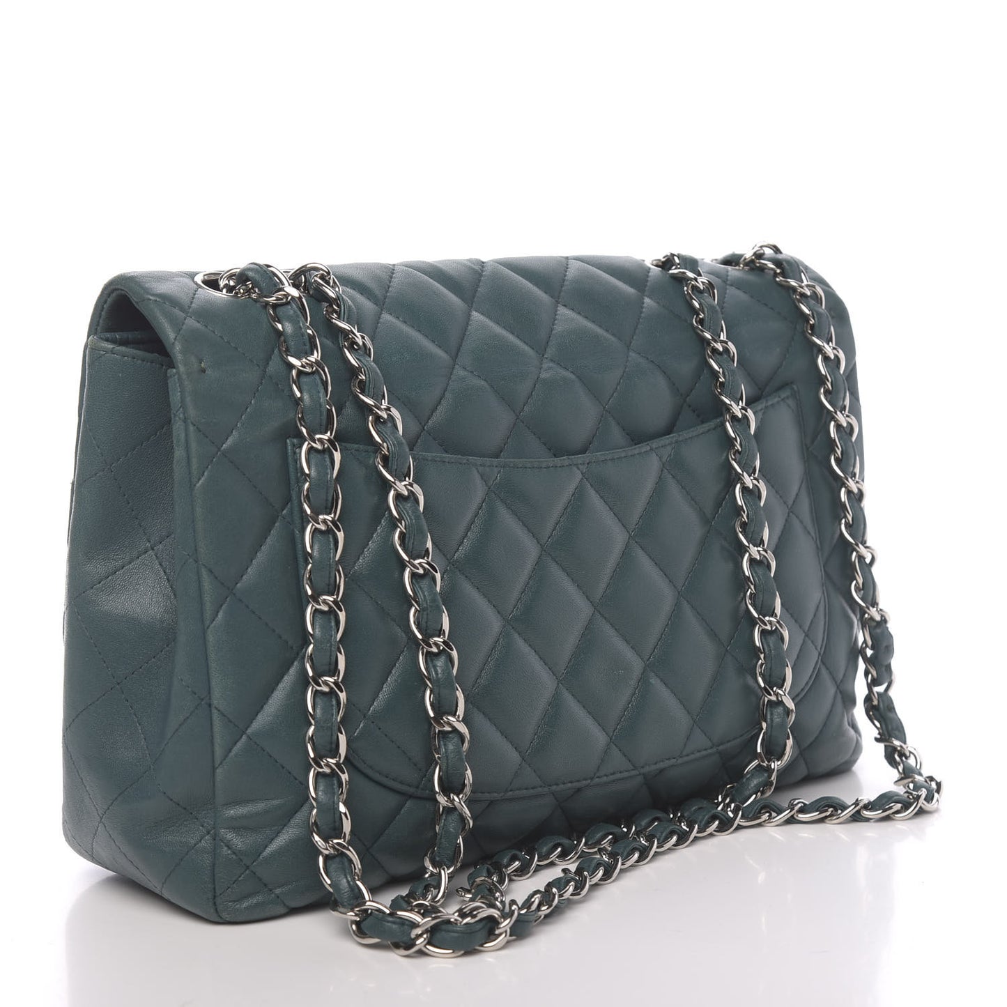 Lambskin Quilted Jumbo Single Flap Turquoise