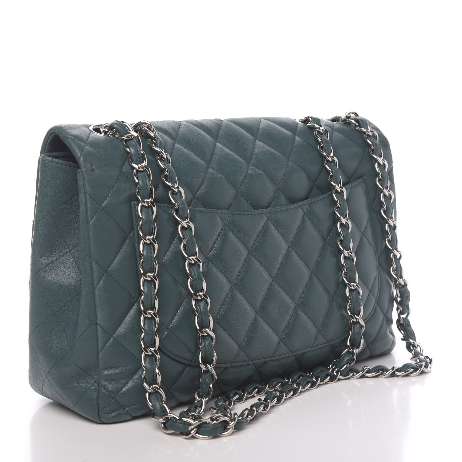 Chanel Lambskin Quilted Jumbo Single Flap Turquoise 3 of 14