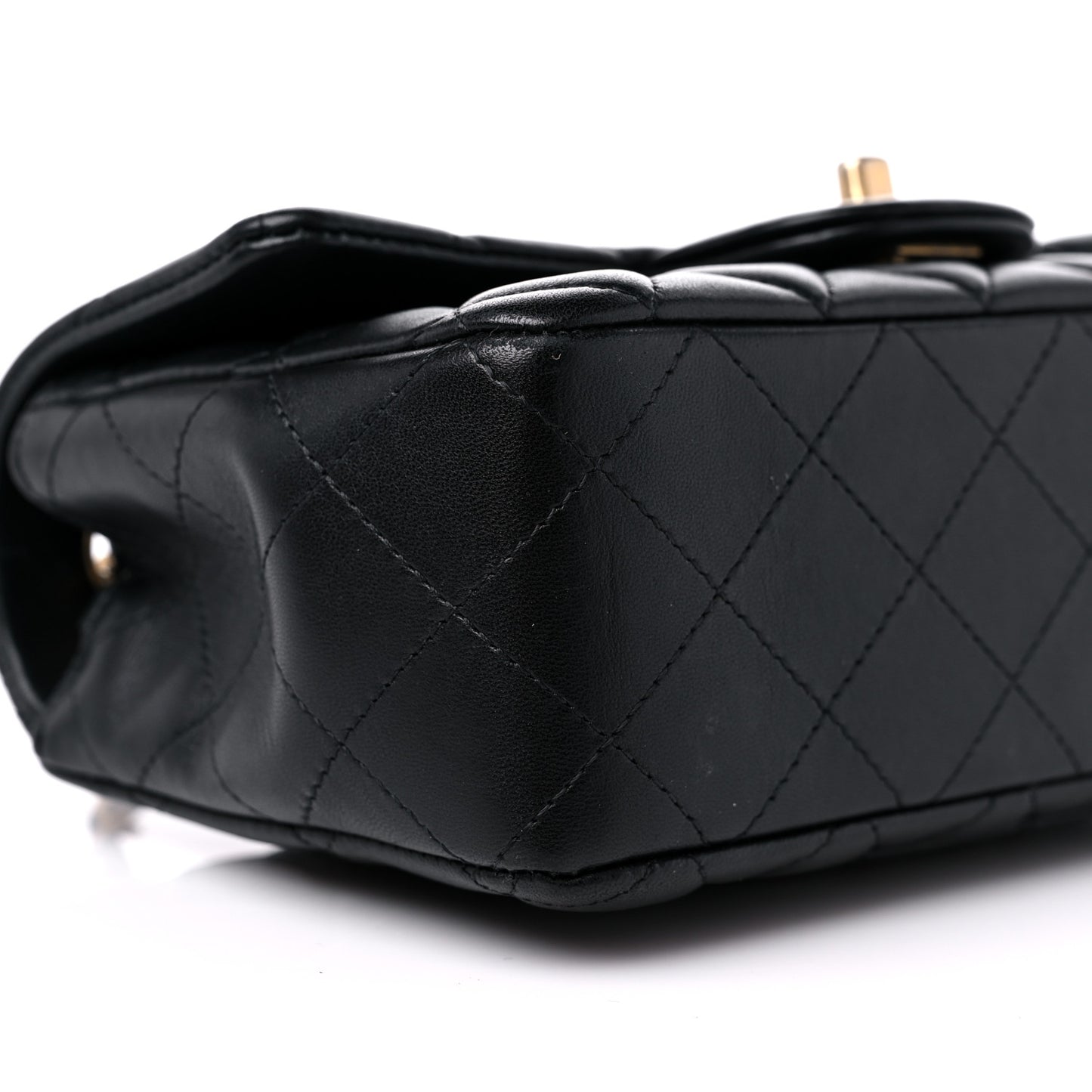 Lambskin Quilted Mini Rectangular Flap Black