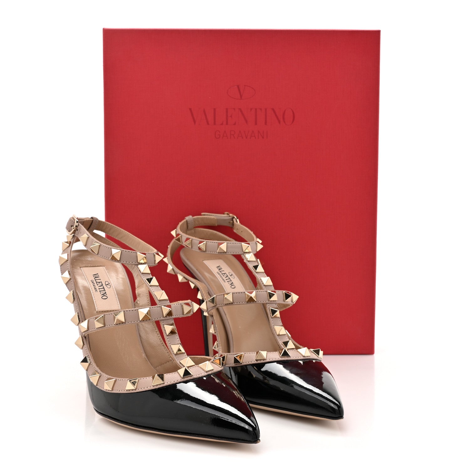 Valentino Garavani Patent Nappa Rockstud Ankle Strap 100mm Pumps 37.5 Black Poudre 12 of 12