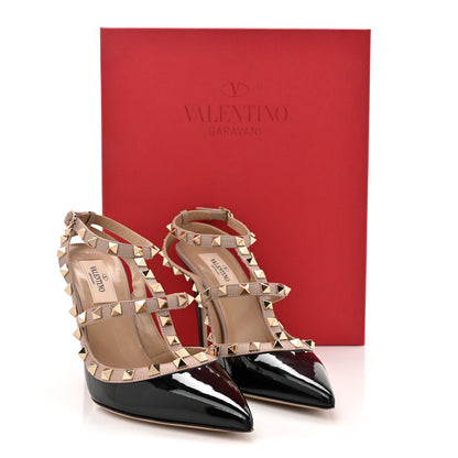 Valentino Garavani Patent Nappa Rockstud Ankle Strap 100mm Pumps 37.5 Black Poudre 12 of 12