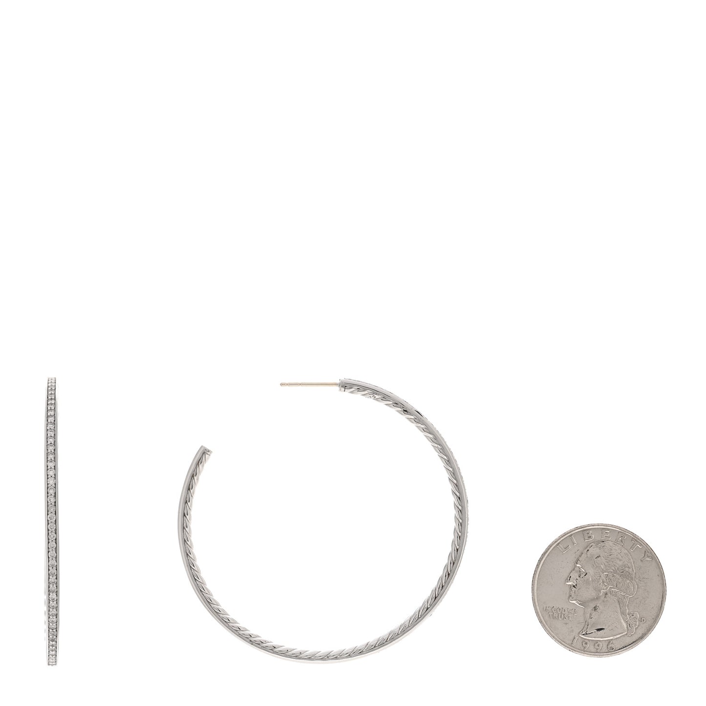 Sterling Silver Diamond Large Pave Hoop Earrings