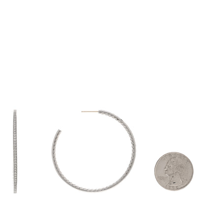 David Yurman Sterling Silver Diamond Large Pave Hoop Earrings 2 of 4