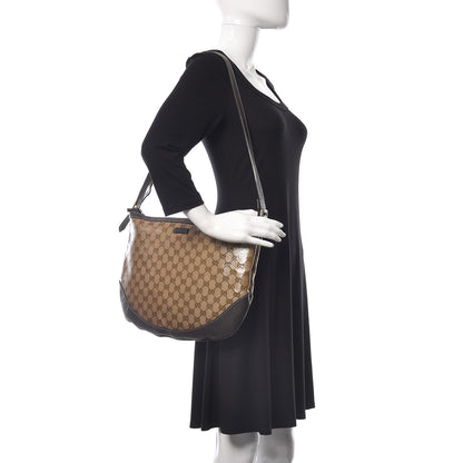 Gucci Crystal Monogram Large Half Moon Hobo Dark Brown 2 of 10