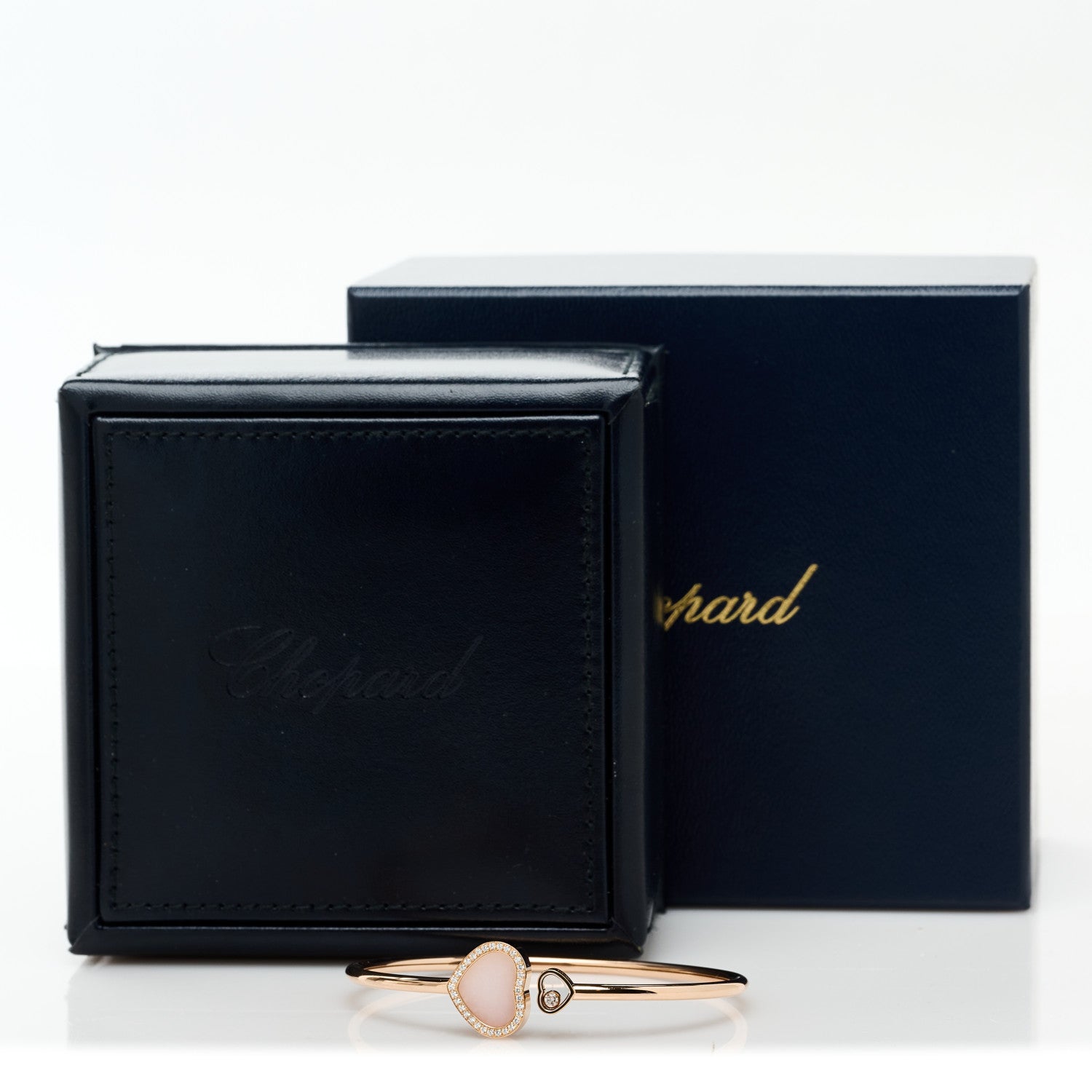 Chopard 18K Rose Gold Diamond Pink Opal Happy Hearts Bangle Bracelet 4 of 4