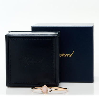 Chopard 18K Rose Gold Diamond Pink Opal Happy Hearts Bangle Bracelet 4 of 4