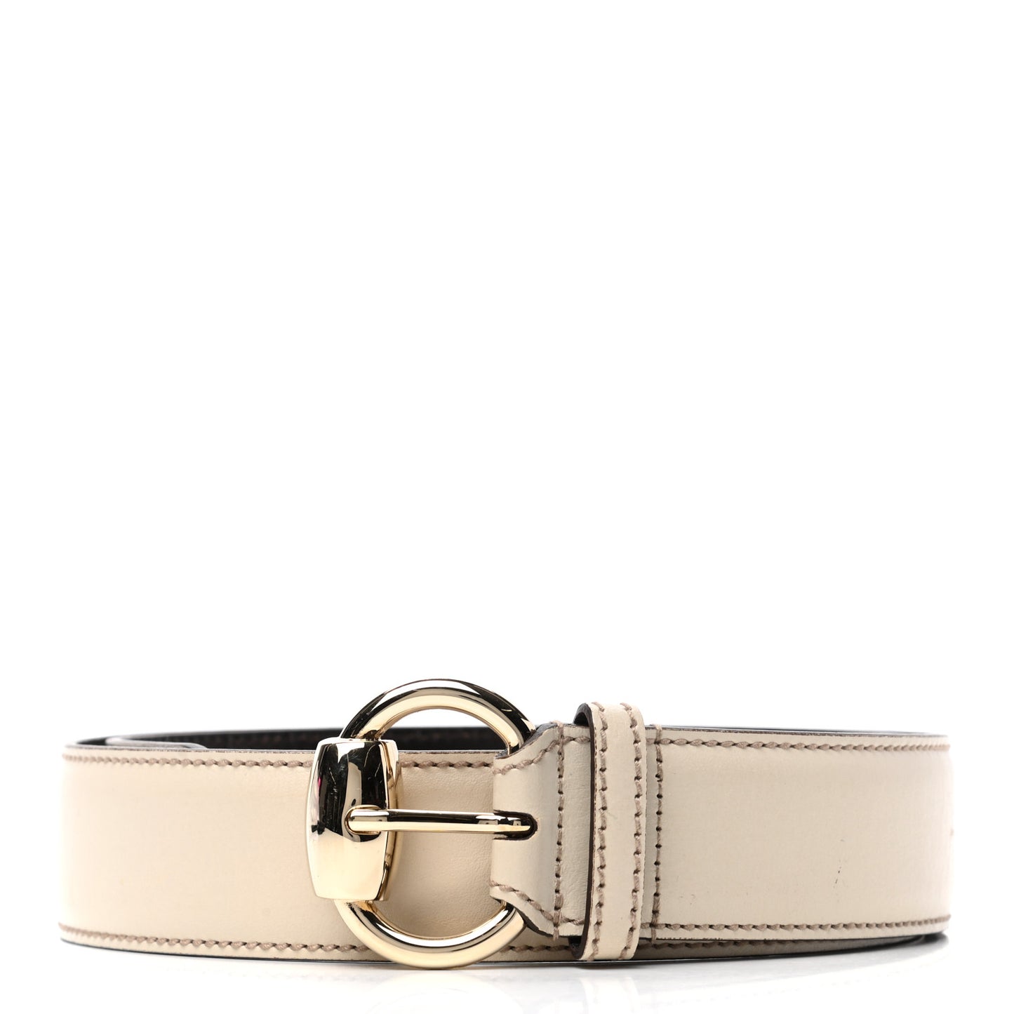 Calfskin Horsebit Buckle Belt 85 34 White