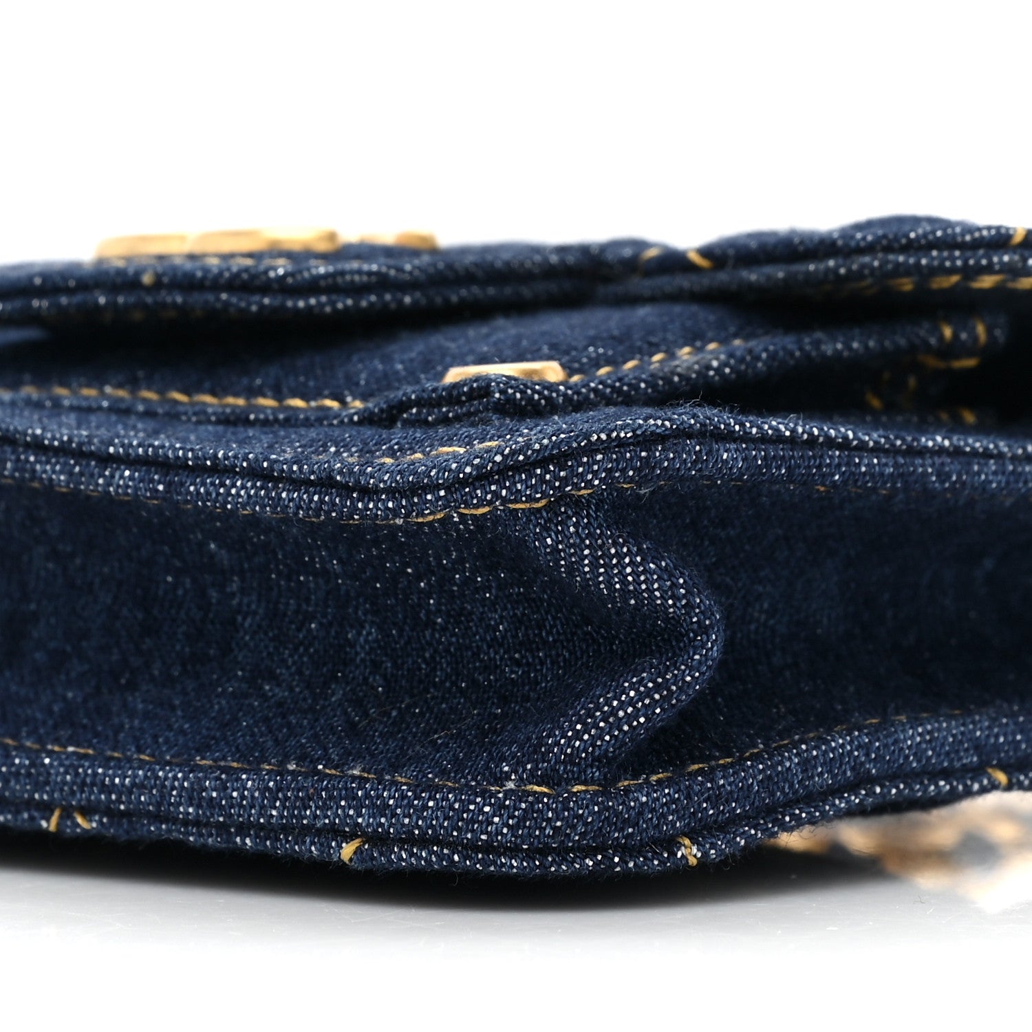 Chanel Denim Quilted Double You Card Holder On Chain Blue 7 of 10