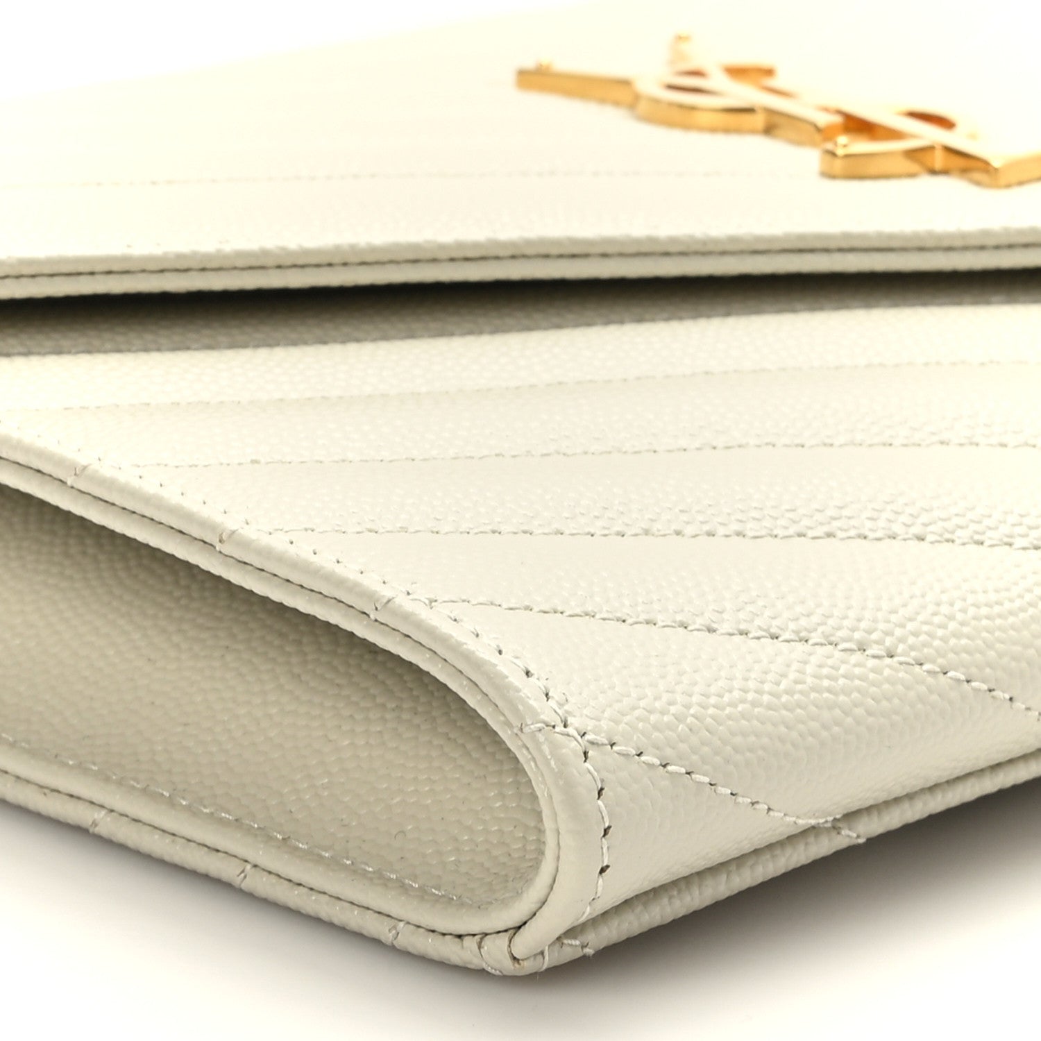 Saint Laurent Grain De Poudre Matelasse Chevron Monogram Envelope Clutch Blanc Vintage 8 of 9