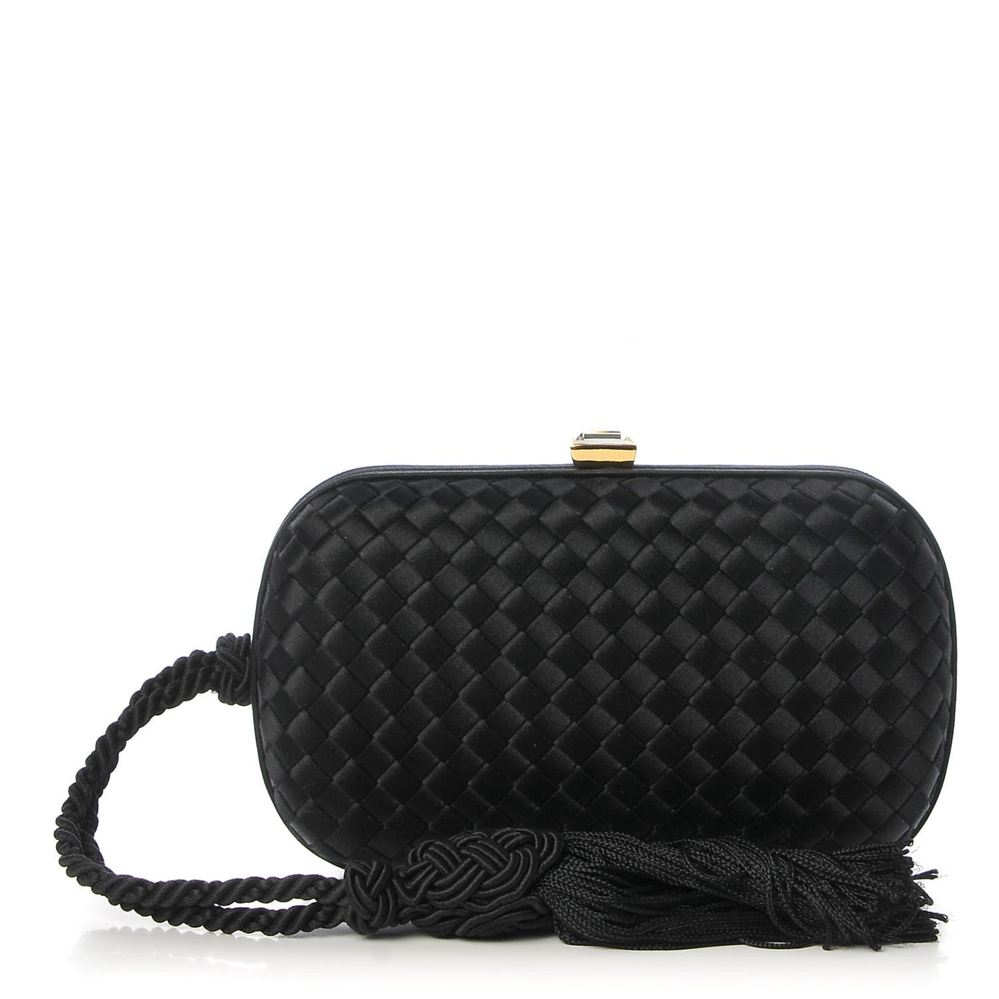 Satin Intreccio Evening Clutch Black
