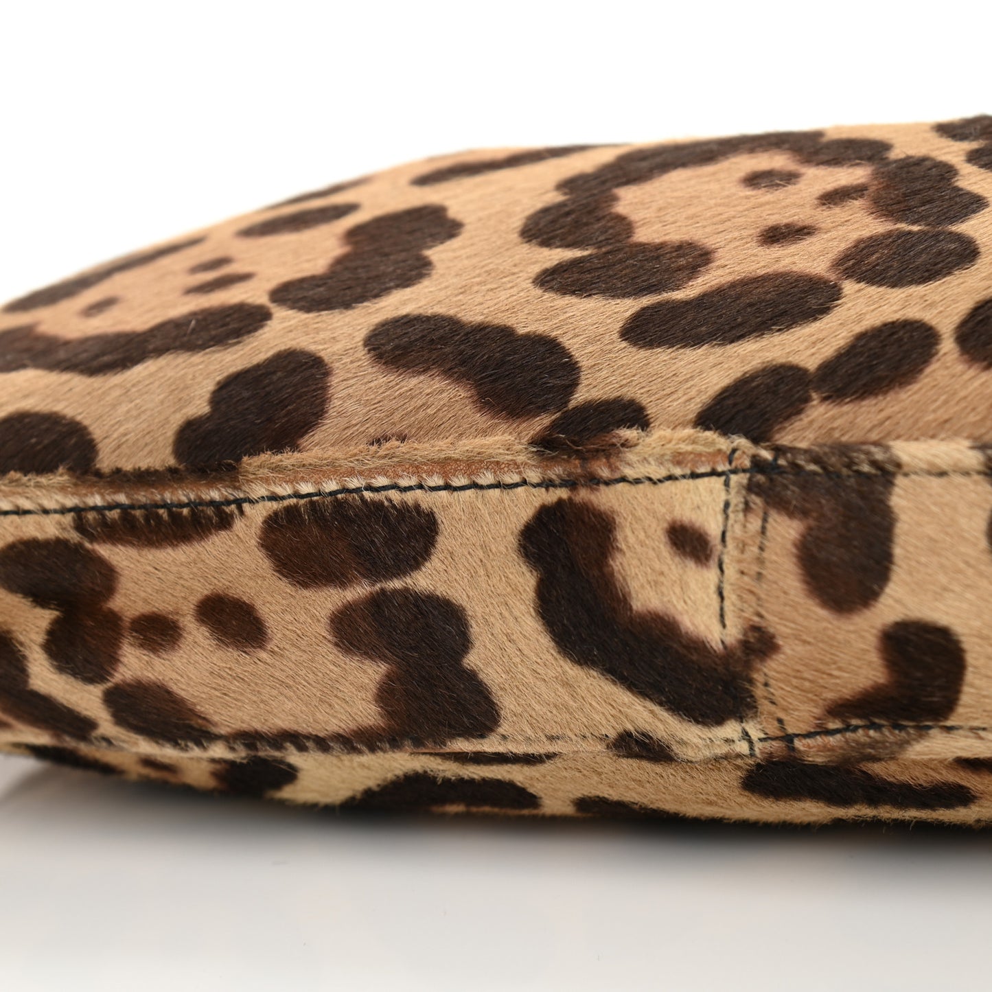 Calf Hair Leopard Print Shoulder Bag Brown Black